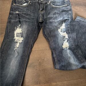 Men's Distressed Blue Jeans